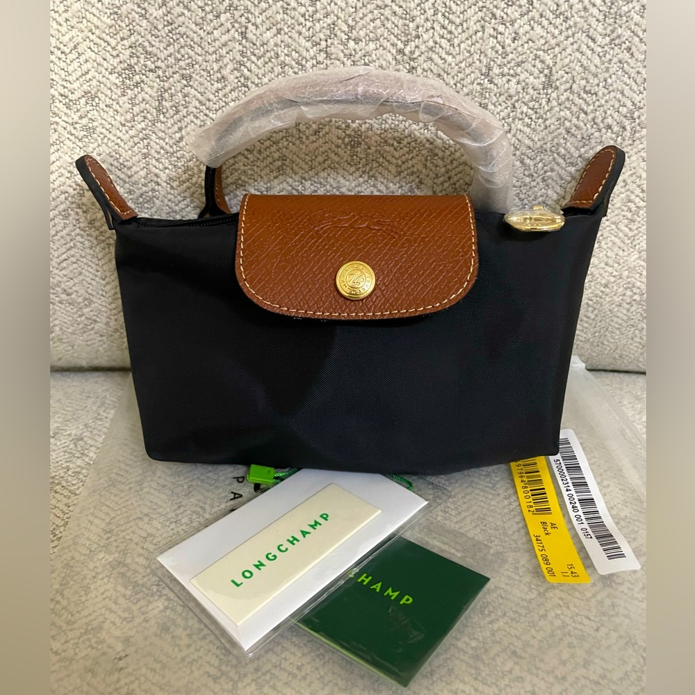 Longchamp Le Pliage Top Handle Mini Pouch In Black